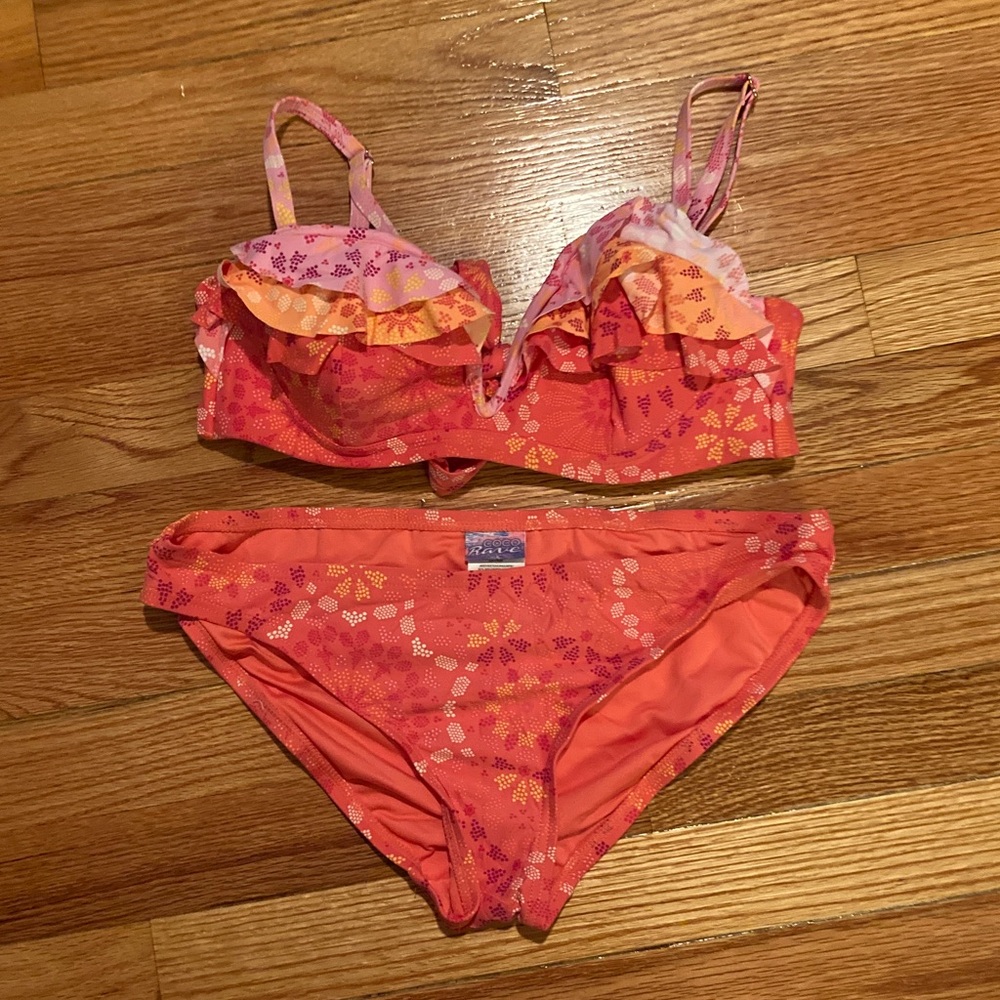 Designer Coco Rave Colorful Ruffled Bikini Set size medium